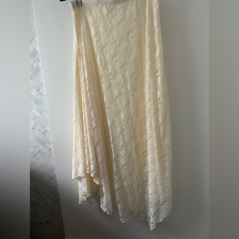 Asymmetric Cream Lace Skirt